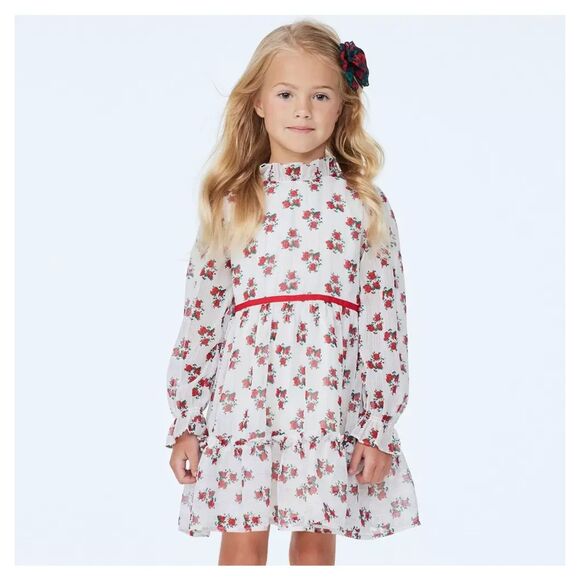 Janie and Jack Dress Cream and Sugar Rose Holiday Frills Christmas Size 10 Girls - Picture 1 of 5